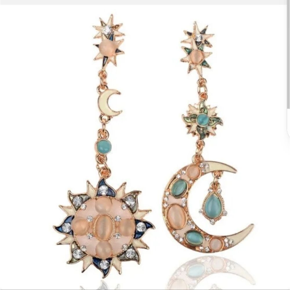 Celestial Moon & Star mis matched Earrings